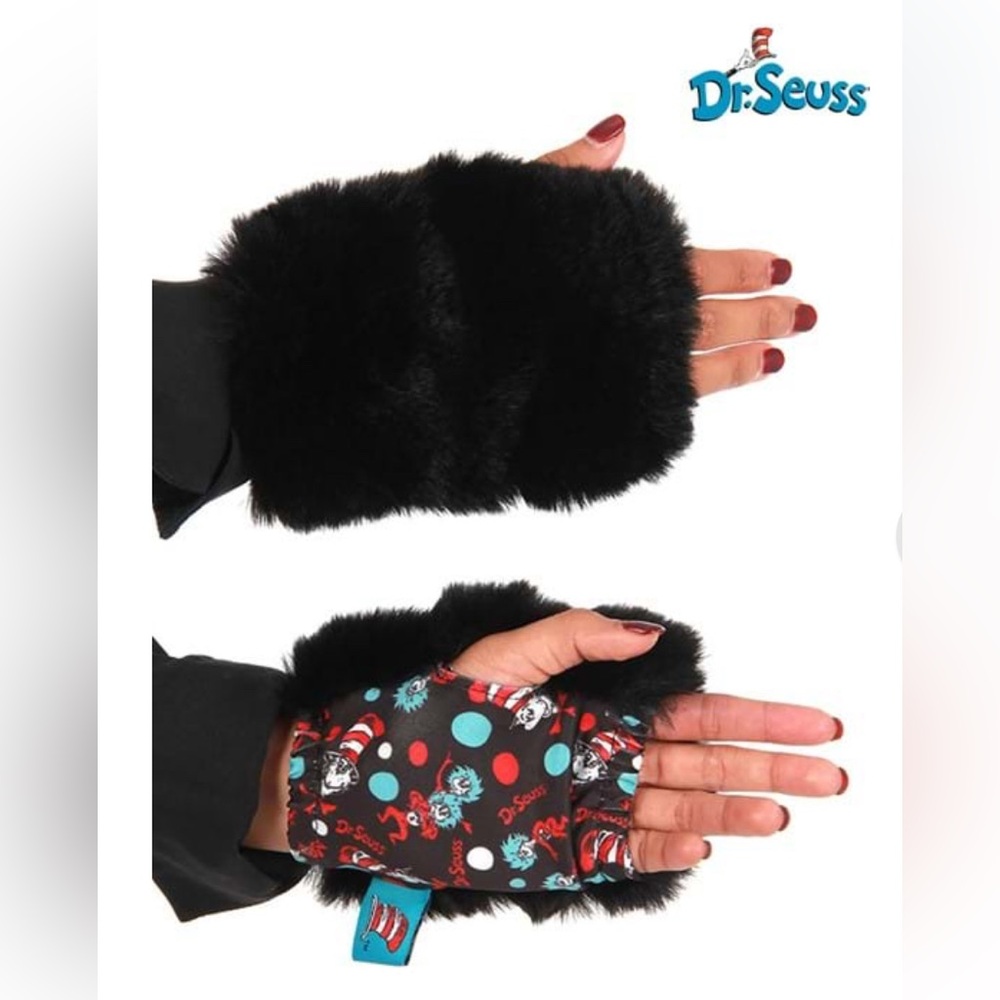 NWT [Elope] Dr. Seuss The Cat in the Hat Fingerless Faux Fur Glove Paws One Size